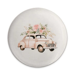Vintage Car Pinback Button, Floral Car Button, Unique Car Badge, Car Lover Gift, Cute Retro Pin, Collectible Pinback Buttons - Tawshia