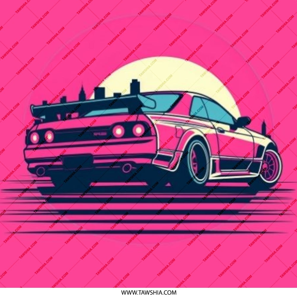 JDM Car Pinback Button, R32 Skyline, Vaporwave Aesthetic, Retro Japanese Car, Car Enthusiast Gift, Pink Car Button, Anime Car Button - Tawshia