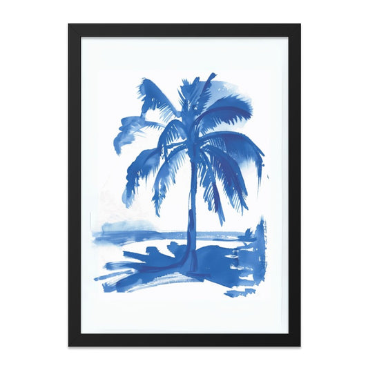 Blue Palm Tree Wall Art, Coastal Decor, Beach House Print, Indigo Painting, Tropical Art Print, Summer Vibes Wall Decor - Tawshia