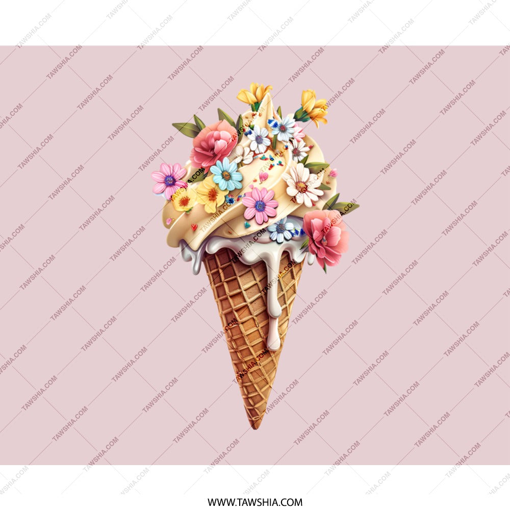 Floral Ice Cream Cone Mouse Pad, Cute Desk Accessory, Pastel Aesthetic, Trendy Computer Mat, Girl Gift, Whimsical Mousepad, Office Decor - Tawshia