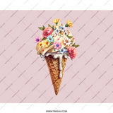 Floral Ice Cream Cone Mouse Pad, Cute Desk Accessory, Pastel Aesthetic, Trendy Computer Mat, Girl Gift, Whimsical Mousepad, Office Decor - Tawshia