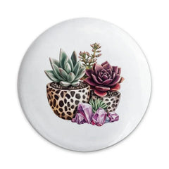 Succulent Pinback Button, Crystal Decor Button, Potted Plants Badge, Botanical Pin, Succulent Lover Gift, Cute Plant Jewelry - Tawshia