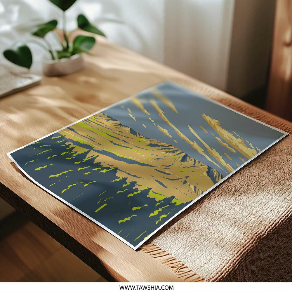 Mountain Photographic Print, Landscape Wall Art, Nature Poster, Pine Trees Artwork, Scenic Photo Print, Home Decor, Gift Idea, Art Print - Tawshia