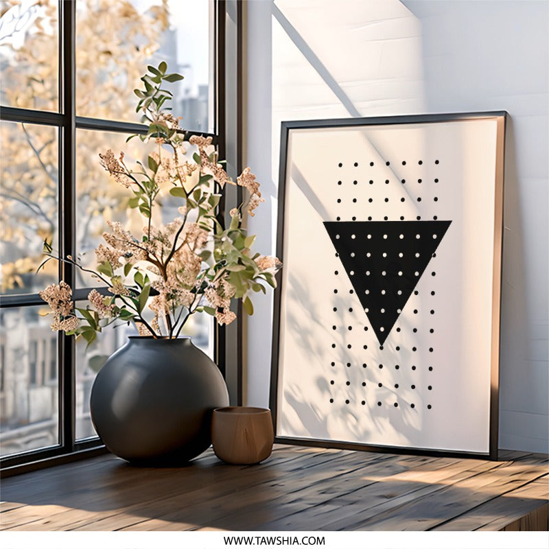 Modern Geometric Art, Triangle Wall Art, Minimalist Print, Black and White Wall Decor, Abstract Art Print, Contemporary Art - Tawshia