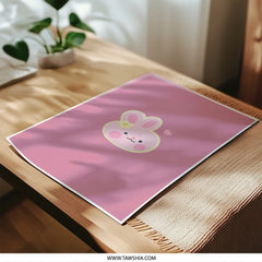 Pink Bunny Photographic Prints, Cute Rabbit Wall Art, Kawaii Bunny Decor, Kids Room Prints, Nursery Art, Bunny Lover Gift - Tawshia