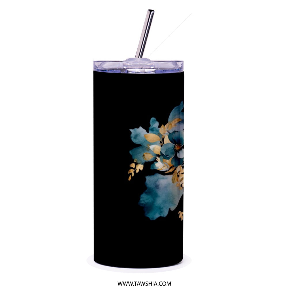 Floral Africa Map Tumbler, Travel Tumbler, Elegant Tumbler, Trendy Tumbler, Gift Idea, Stylish Drinkware, Unique Design Tumbler - Tawshia