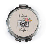 Camera Pocket Mirror, Photographer Gift, I Shoot People Makeup Mirror, Floral Design Compact Mirror, Photography Lover Present - Tawshia