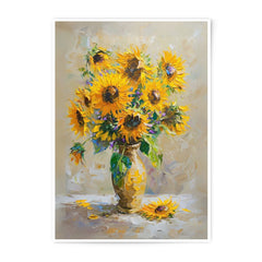 Sunflower Photographic Print, Flower Still Life Art, Impressionist Floral Home Decor, Yellow Blooms in Vase, Summer Art Print - Tawshia