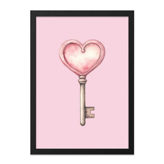 Heart Key Wall Art, Pink Room Decor, Love Key Illustration, Romantic Wall Decor, Cute Key Print, Valentine's Day Gift - Tawshia
