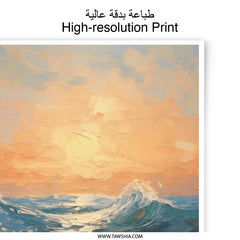 Ocean Waves Photographic Print, Sunset Seascape Photo, Coastal Art Print, Beach Wall Decor, Impressionist Style, Home Decor - Tawshia