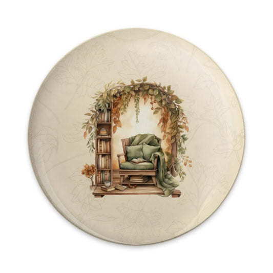 Cozy Reading Nook Pinback, Book Lover Gift, Bookworm Pin, Cozy Aesthetic Badge, Library Scene Button Pin, Fall Aesthetic Pinback Button - Tawshia