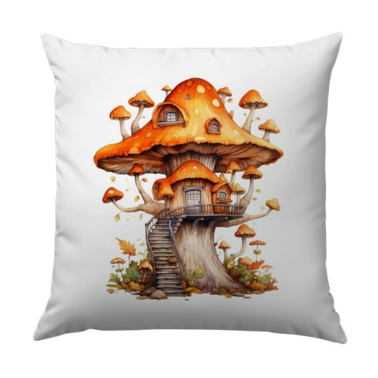 Mushroom House Pillow, Whimsical Pillow, Cottagecore Decor, Fantasy Home Decor, Fungi Art Pillow, Mushroom Lover Gift, Enchanted Forest - Tawshia