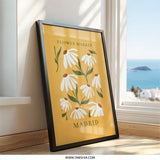 Flower Market Madrid Wall Art, Daisy Floral Print, Modern Botanical Art, Mustard Yellow Wall Decor, Stylish Flower Poster, Home Decor - Tawshia
