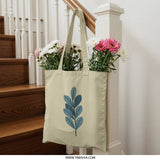 Leaf Tote Bag, Botanical Tote, Plant Lover Gift, Modern Tote Bag, Everyday Bag, Reusable Grocery Bag, Book Bag, Trendy Tote, Gift for Her - Tawshia