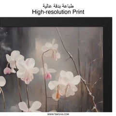 Pink Fairy Slippers Wall Art, Winter Floral Print, Snow Scene Artwork, Botanical Painting, Fine Art Print, Home Decor - Tawshia