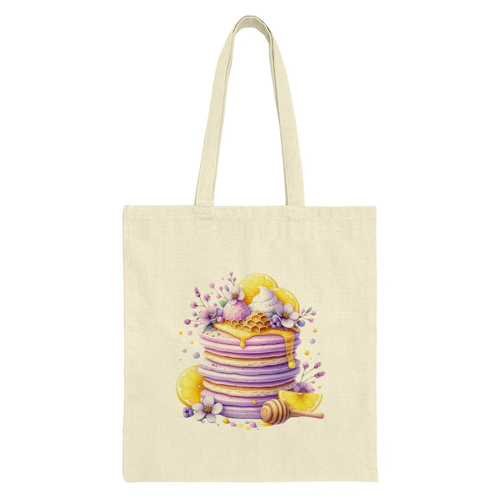 Pancake Tote Bag, Floral Design, Honeycomb Decor, Stylish Tote, Everyday Bag, Cute Bag, Gift for Baker, Pastry Art Bag, Shopping Tote - Tawshia