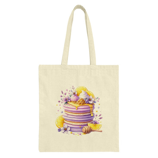 Pancake Tote Bag, Floral Design, Honeycomb Decor, Stylish Tote, Everyday Bag, Cute Bag, Gift for Baker, Pastry Art Bag, Shopping Tote - Tawshia