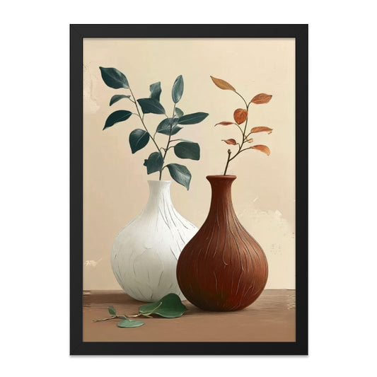 Botanical Wall Art, Vases Print, Modern Home Decor, Minimalist Art, Housewarming Gift, Still Life Artwork, Leaf Art - Tawshia