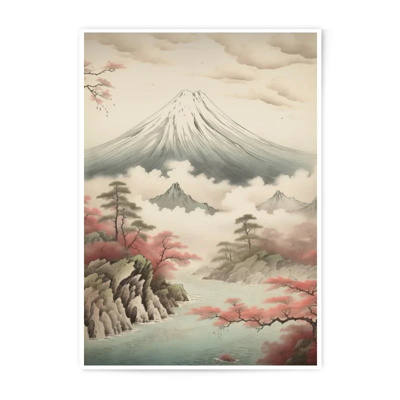 Mount Fuji Art, Japanese Landscape, Mountain Photographic Print, Cherry Blossom Print, Japan Scenery Photography, Asian Art Print - Tawshia
