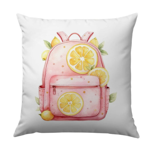 Pink Lemon Backpack Pillow, Watercolor Lemon Pillow, Cute Backpack Design, Fruit Decor Pillow, Summer Decor Pillow - Tawshia