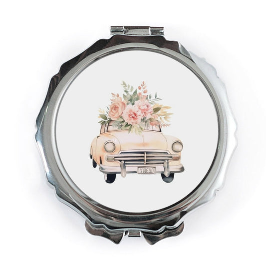 Floral Car Pocket Mirror, Vintage Auto, Flower Bouquet, Cute Travel Mirror, Purse Mirror, Bridesmaid Gift, Makeup Mirror, On the Go Mirror - Tawshia
