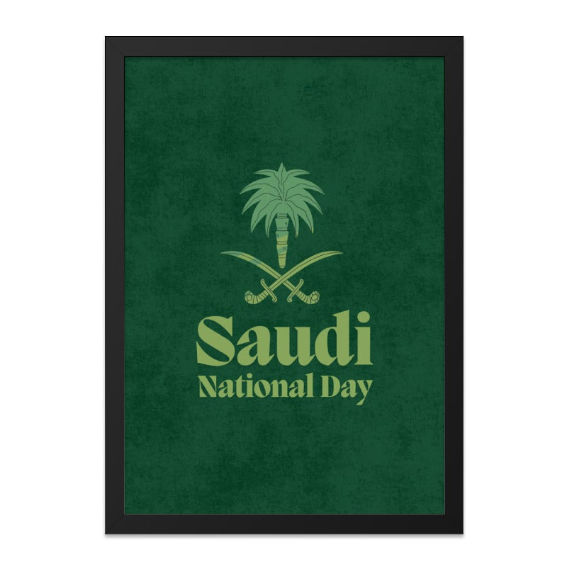 Saudi National Day Wall Art, Kingdom Decor, Green Saudi Arabia Poster, Minimalist Saudi Art, Arabic Home Decor, Framed Saudi Print - Tawshia