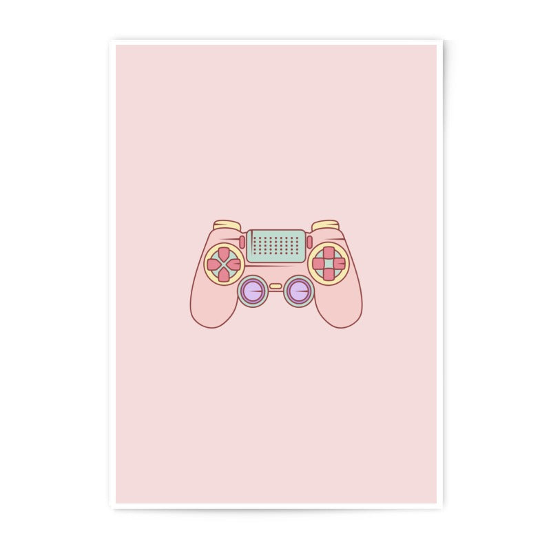 Pastel Controller Photographic Print, Gaming Decor, Gamer Gift, Cute Pink Art, Video Game Art Print, PlayStation Controller Print - Tawshia
