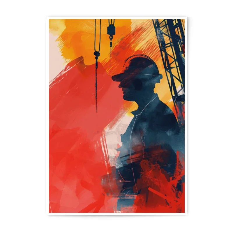 Construction Worker Photographic Print, Abstract Art Print, Silhouette Art Print, Modern Art, Building Art, Hard Hat Art Print, Fine Art - Tawshia