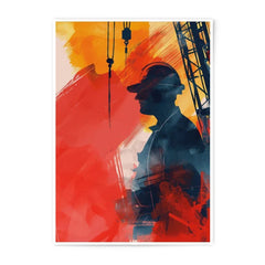 Construction Worker Photographic Print, Abstract Art Print, Silhouette Art Print, Modern Art, Building Art, Hard Hat Art Print, Fine Art - Tawshia