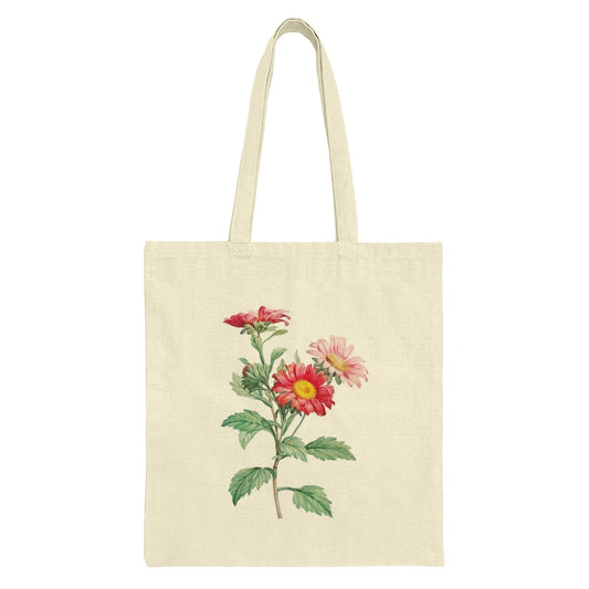 Floral Tote Bag, Aster Flower Design, Botanical Print Bag, Stylish Shopping Bag, Everyday Tote, Nature Lover Gift, Flower Girl Gift Idea - Tawshia