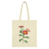 Floral Tote Bag, Aster Flower Design, Botanical Print Bag, Stylish Shopping Bag, Everyday Tote, Nature Lover Gift, Flower Girl Gift Idea - Tawshia
