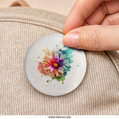 Watercolor Flower Pinback Button, Colorful Floral Button, Artistic Badge, Trendy Button, Aesthetic Accessories, Unique Button, Gift Idea - Tawshia