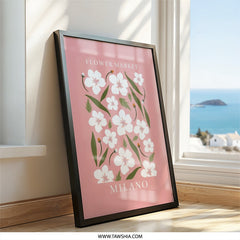 Flower Market Milano Wall Art, Floral Wall Decor, Botanical Print, Trendy Home Decor, Pink Flower Artwork, Modern Wall Art Print - Tawshia