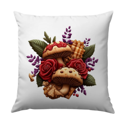 Mushroom Pillow, Floral Pillow, Cottagecore Decor, Whimsical Pillow, Fantasy Decor, Enchanted Forest Cushion, Unique Home Decor, Gift Idea - Tawshia