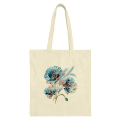 Blue Poppy Tote Bag, Floral Print Bag, Botanical Art, Flower Design, Unique Tote Bag, Everyday Bag, Gift Idea, Stylish Shopper Bag - Tawshia