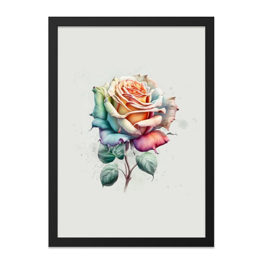 Rainbow Rose Wall Art, Floral Print, Watercolor Rose Painting, Botanical Art Print, Colorful Home Decor, Modern Wall Decor - Tawshia