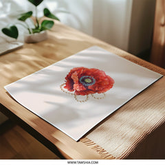 Red Poppy Flower Photographic Prints, Botanical Wall Art, Floral Home Decor, Pearl Jewelry Art Prints, Nature Inspired Gift, Fine Art Print - Tawshia