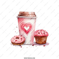 Coffee Donut Cupcake Pillow, Valentine Pillow, Pink Treat Pillow, Sweet Treat Pillow, Foodie Decor, Home Decor Pillow, Decorative Pillow - Tawshia