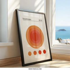 Bauhaus Wall Art, 1919 Print, Minimalist Poster, Mid Century Modern Art, Geometric Wall Decor, Orange Circle Wall Art - Tawshia