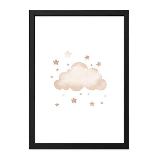 Cloud Star Wall Art, Celestial Nursery Decor, Dreamy Kids Room Print, Modern Baby Shower Gift, Pastel Watercolor Wall Decor - Tawshia