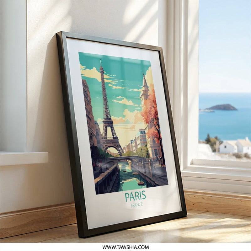 Paris France Wall Art, Eiffel Tower Print, Cityscape Wall Decor, European Travel Poster, Travel Wall Art, Paris Artwork, Home Decor - Tawshia