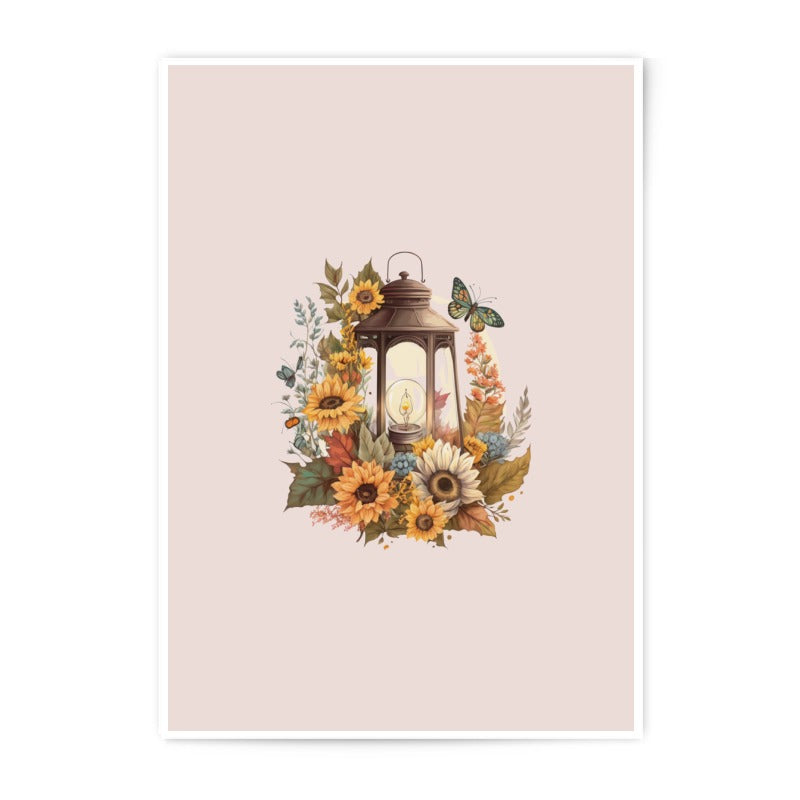 Sunflower Lantern Photographic Prints, Butterfly Art Prints, Floral Wall Decor, Rustic Prints, Home Decor Prints, Nature Photography Prints - Tawshia
