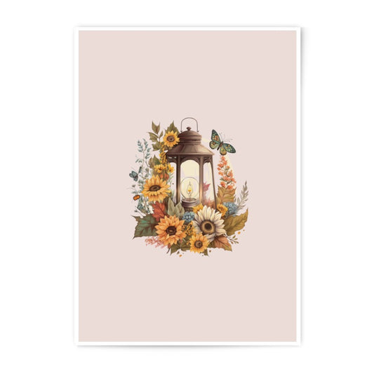 Sunflower Lantern Photographic Prints, Butterfly Art Prints, Floral Wall Decor, Rustic Prints, Home Decor Prints, Nature Photography Prints - Tawshia