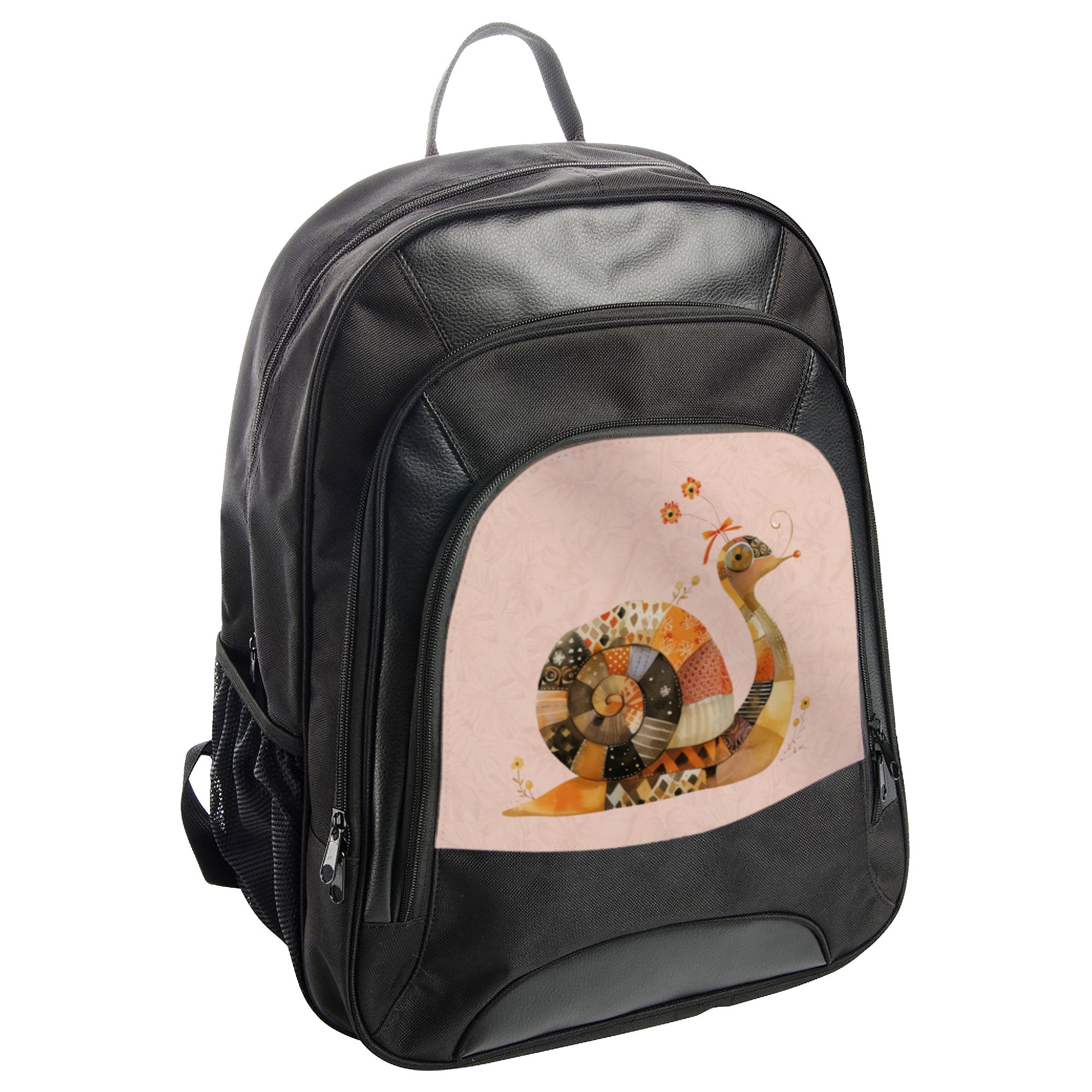 Whimsical Snail Design Printed Black Backpack Product