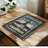 Fitness Motivation Photographic Print, Gym Decor, Make Muscles Not Excuses, Weightlifting Art, Workout Inspiration, Bodybuilding Poster - Tawshia