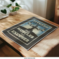 Fitness Motivation Photographic Print, Gym Decor, Make Muscles Not Excuses, Weightlifting Art, Workout Inspiration, Bodybuilding Poster - Tawshia