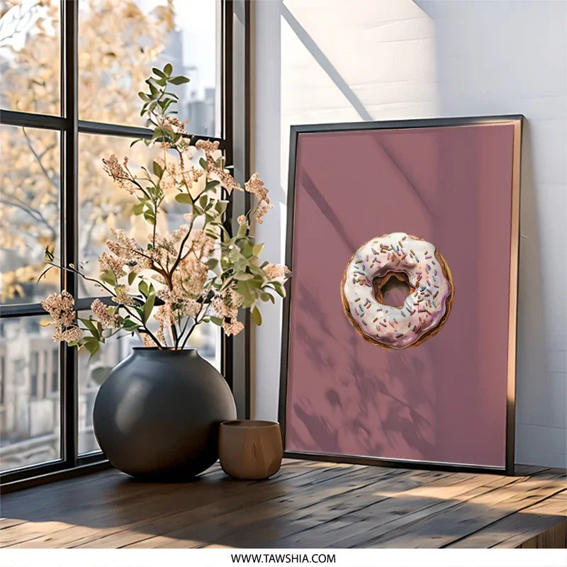 Donut Wall Art, Sprinkle Donut Print, Foodie Art, Kitchen Wall Decor, Donut Lover Gift, Modern Art Print, Sweet Treat Wall Art - Tawshia