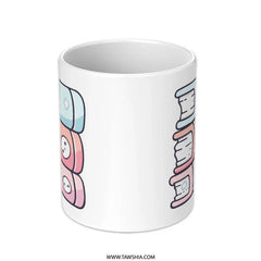 Cute Books Mug, Stacked Books Mug, Reader Gift Mug, Book Lover Mug, Kawaii Books Mug, Pastel Book Mug, Coffee Mug for Bookworms - Tawshia
