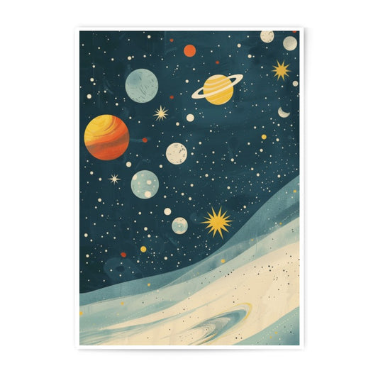 Cosmic Photographic Print, Retro Planets Art, Space Wall Decor, Celestial Home Decor, Solar System Print, Kids Room Decor, Space Art - Tawshia