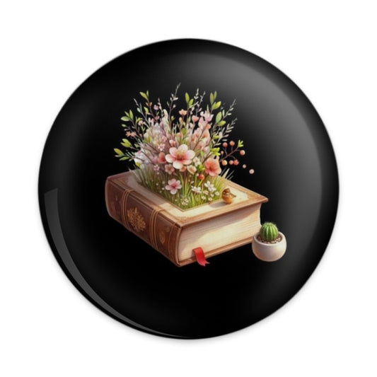 Floral Book Pinback Button, Book Lover Gift, Reader Accessory, Unique Pin, Gift for Librarian, Floral Pin, Literary Gift, Garden Pin - Tawshia